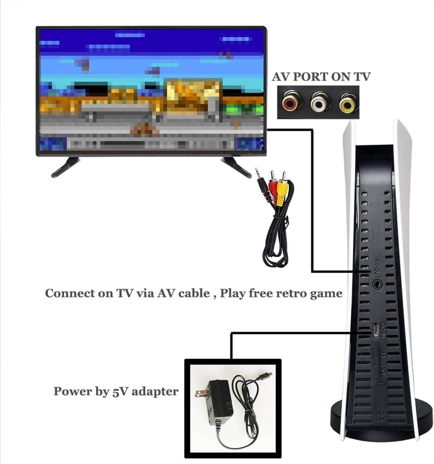 WOLF pihot® Game Station 5 HD with Dual Gamepad Plug & Play Video Game Built in 200+ Games, Support HDMI Connection TV HD Output Dual Player Game Console for Adults and Kids Game Box (128GB)