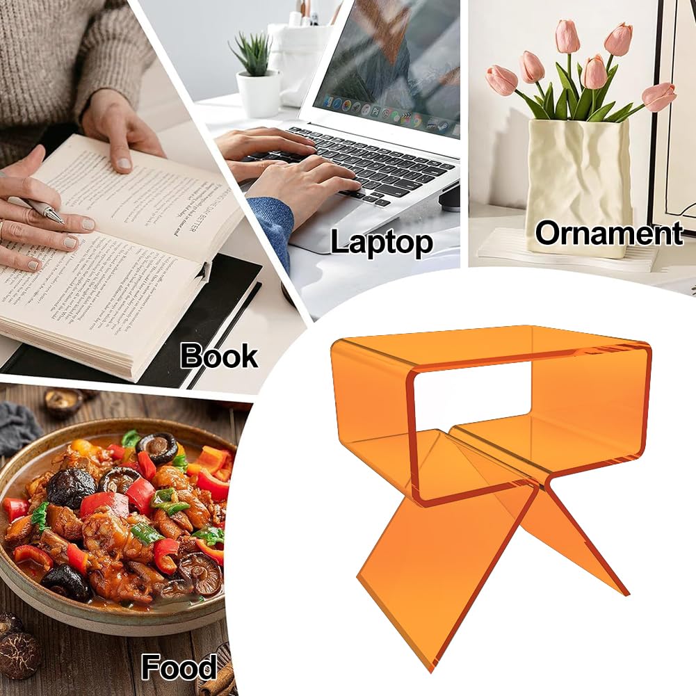 CJYSHOP Acrylic Nightstand End Table Acrylic Side Table Modern Design Clear Table Home Decor Display for Bedroom Living Room A Shaped Leg Clear (orange)