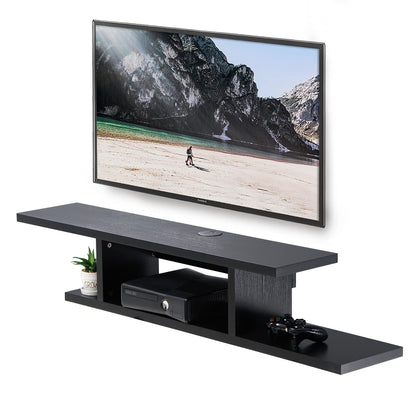 FITUEYES Floating TV Cabinet Stand Wall Mounted AV Media Console Shelf, Modern & Save Spacing Black DS211801WB