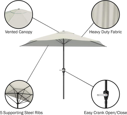 Pure Garden 9' Half Round Patio Umbrella