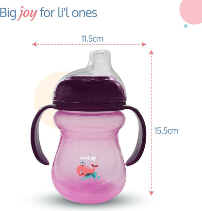 LuvLap Moby Little Spout Sipper for Infant/Toddler, 240ml, Anti-Spill Sippy Cup with Soft Silicone Spout BPA Free, 6m+ (Purple)