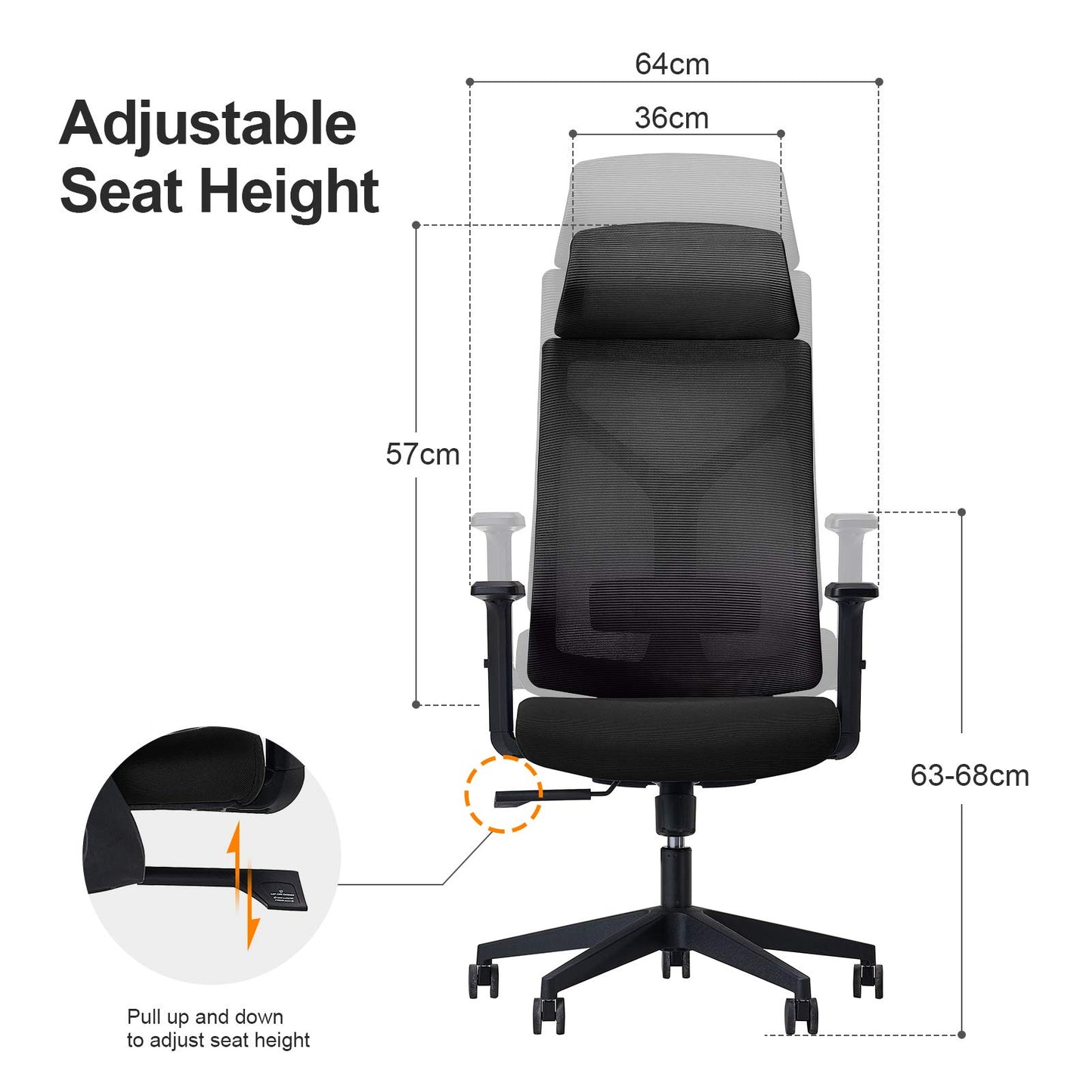 Daqian Home Executive Office Chair Ergonomic Computer Chair Wide Seat With Large Headrest, Modern Desk Chair Lumbar Support, Adjustable Armrests Mesh Chair