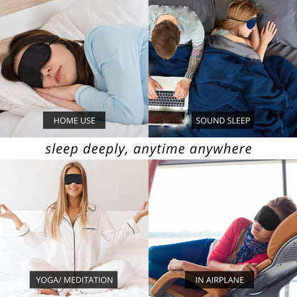 FOM (Friends of Meditation) 100% Mulberry Silk Eye Mask, Super Smooth Sleep Mask And Blind Fold (Black)