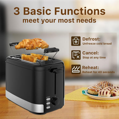 Toaster 2 Slice, Bread Toasters, 7-Shade Settings,Reheat,Defrost,Cancel Function, with Removal Crumb Tray and Warming Rack