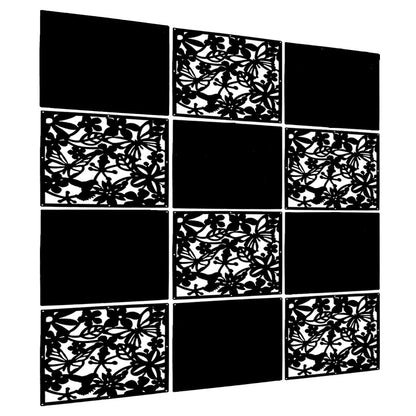 LRZCGB (Black+soild Board) - LRZCGB Hanging Room Divider,12pcs PVC Black Solid and Cut Panel Screen for Decorating Living, Dining, Study and Sitting-Room, Hotel(Black+Soild Board)