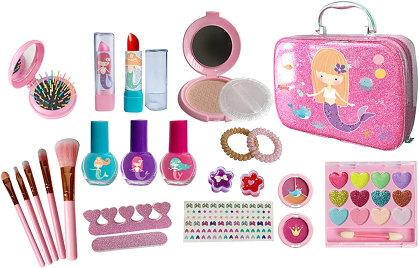 Eacam Girls Makeup Kits for Kids Children's Makeup Sets Girls Princess Make Up Bag Nontoxic Cosmetics Kit Makeup Beauty Christmas Gift Birthday Gift