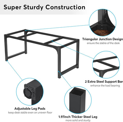 Tribesigns Computer Desk, Large Office Desk Computer Table Study Writing Desk for Home Office, Walnut + Black Leg, 63 X 23.6 inch
