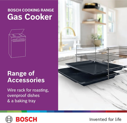 Bosch Free Standing Cooker, Gas Cooker 53.7 kg, Stainless Steel Gas Range Cooker, German Engineering Cooking Range HXQ38AE50M