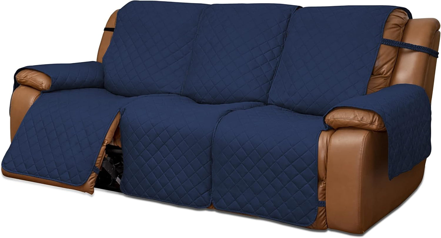 Easy-Going Loveseat Recliner Cover, Reversible Couch Cover for Double Recliner, Split Sofa Cover for Each Seat, Furniture Protector with Elastic Straps for Kids, Dogs, Pets(2 Seater, Black/Beige)