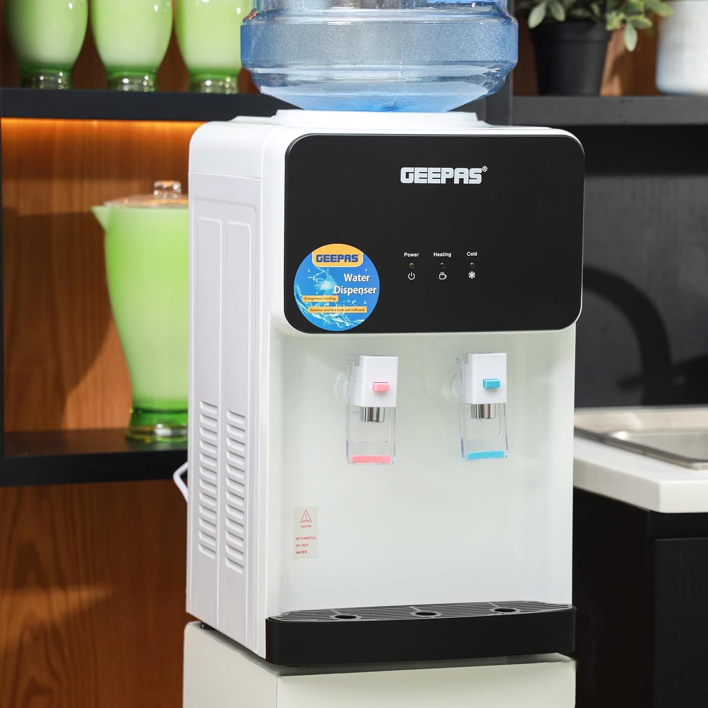 Geepas GWD8356 Hot & Cold Water Dispenser| with Stainless Steel Tank-With Fast Cooling And 2 Taps, Hot And Cold |1 year warranty