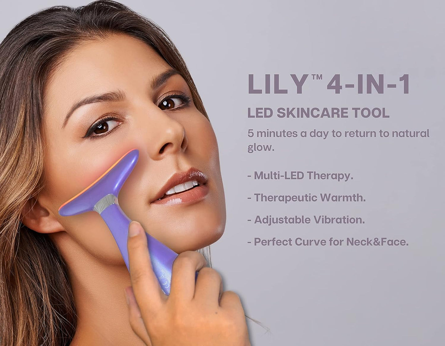 VRAIKO LILY Neck Face Massager, Face Sculpting tool, Skin Rejuvenation Device with Thermal, Triple Action LED and Vibration, for Anti-aging, Lifting and Tightening Sagging Skin (Pearl White)