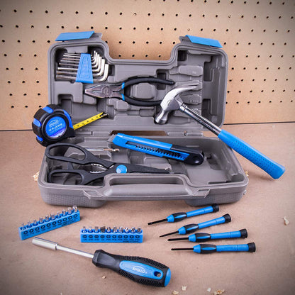 Apollo Tools Original 39 Piece General Household Tool Set in Toolbox Storage Case with Essential Hand Tools for Everyday Home Repairs