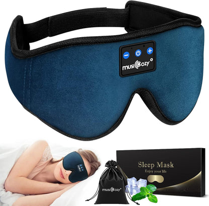 MUSICOZY Sleep Headphones Bluetooth Sleep Mask 3D Wireless Music Sleeping Headphones Headband Eye Mask Sleep Earbuds for Side Sleepers Mom Men Women with Speakers Cool Tech Gadgets Gifts