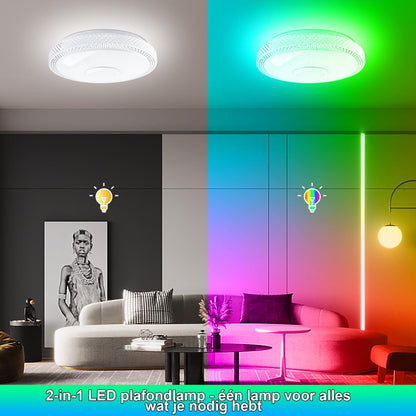 LED Ceiling Light with Remote Control and App, 4000 LM Ceiling Light with Bluetooth Speaker RGB Music Lamp Ceiling Modern Adjustable Colour Changing for Bedroom Living Room Children's Room (B-Square)