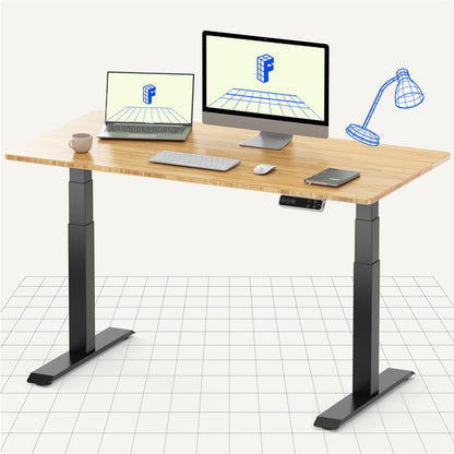 FLEXISPOT Electric Standing Desk E7, Height Adjustable Desk with Whole-Piece Bamboo Board and Dual Motor 3 Stages, 48x24 Inch, 4 Presets, Large Load Capacity Stand Up Desk Workstation Home Office