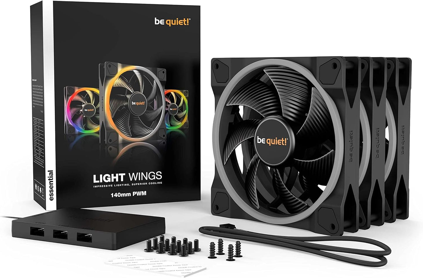 be quiet! Light Wings 120mm PWM, Premium ARGB Cooling Fan, 4-Pin, Triple Pack, BL076, black