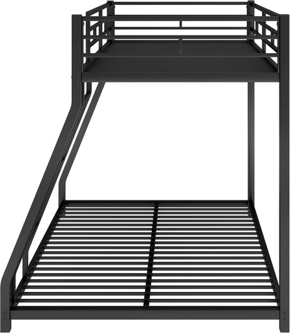 Bellemave Bunk Bed Full Over Queen, Heavy Duty Metal Bunk Bed Frame, Queen bunk Bed for Adults, Adult bunk beds Heavy Duty, Full XL Bunk Bed, Black