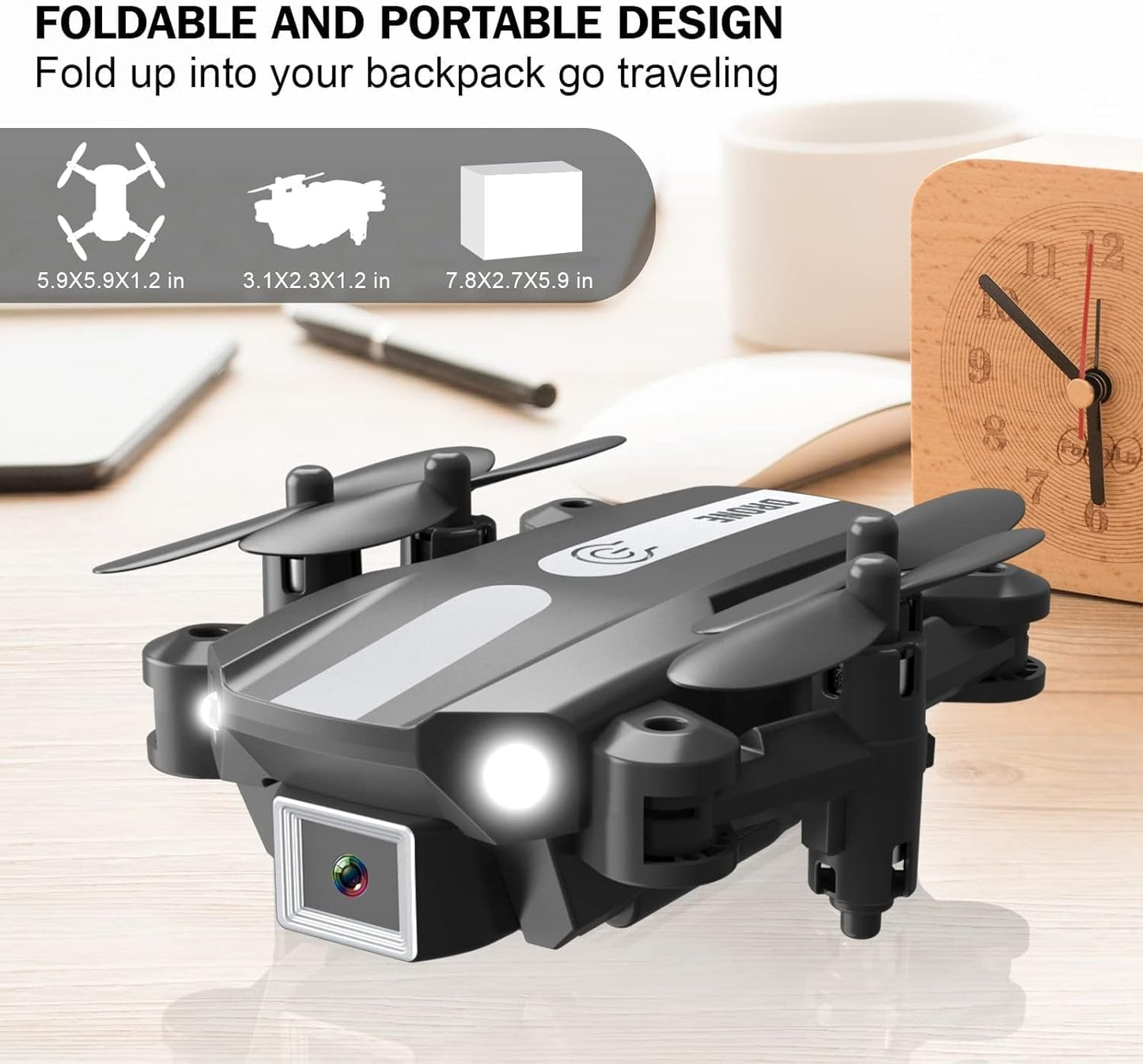 Wipkviey T25 Drone with camera 1080p, RC Quadrocopter for Adults, Mini Foldable Drone with 2 Batteries, FPV wifi transmission, 3D Flip, Altitude Hold, One Key Take Off/Landing