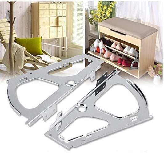 Shoes Drawer Hinge, 2 Pcs Stainless Steel Furniture Cabinet Flip Plate Frame Turning Rack Accessory, Replacement Fittings for Kitchen Living Room Cabinet Flip Frame Hinges Furniture Parts Hardware