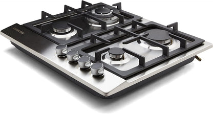 Nikai 5 Burner Gas Hob with Auto Ignition, Cast Iron Support, Full Safety Features, Straight Flame, Stainless Steel Body, Rapid Burner, Semi-Rapid Burner, Auxiliary Burner - NGH5005N