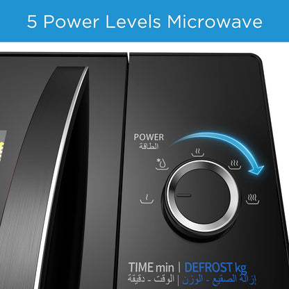 Midea 25 Liters Solo Microwave Oven with 5 Power Levels, 800W, Child-Safety-Lock, Defrost Function, 35 Minutes Timer, Fast Reheat, Pull Open Door Handle, Good for Home & Office, Black, MM8P022KG-BK