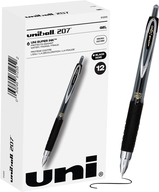 Uniball Signo 207 Gel Pen 12 Pack, 0.5mm Micro Black Pens, Gel Ink Pens | Office Supplies Sold by Uniball are Pens, Ballpoint Pen, Colored Pens, Gel Pens, Fine Point, Smooth Writing Pens