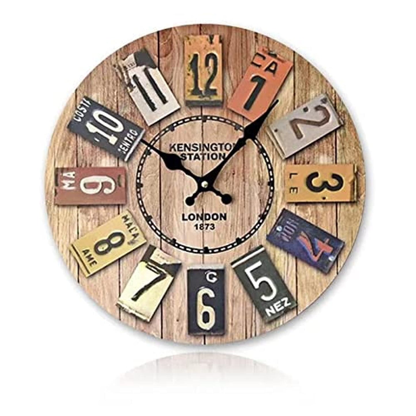 DAYONG Round Wall Clock 14 Inch Large Numbers Wooden Wall Clocks Battery Operated,Retro Rustic Style Decorative for Living Room Kitchen Home Bathroom Bedroom