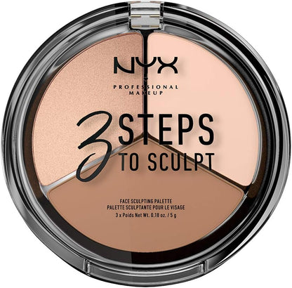 NYX PROFESSIONAL MAKEUP 3 Steps to Sculpt Face Sculpting Palette, Medium 03