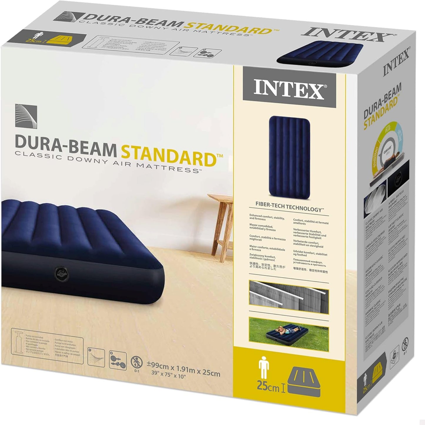 Intex Dura-Beam Series Classic Downy Airbed, Blue, Twin,64757