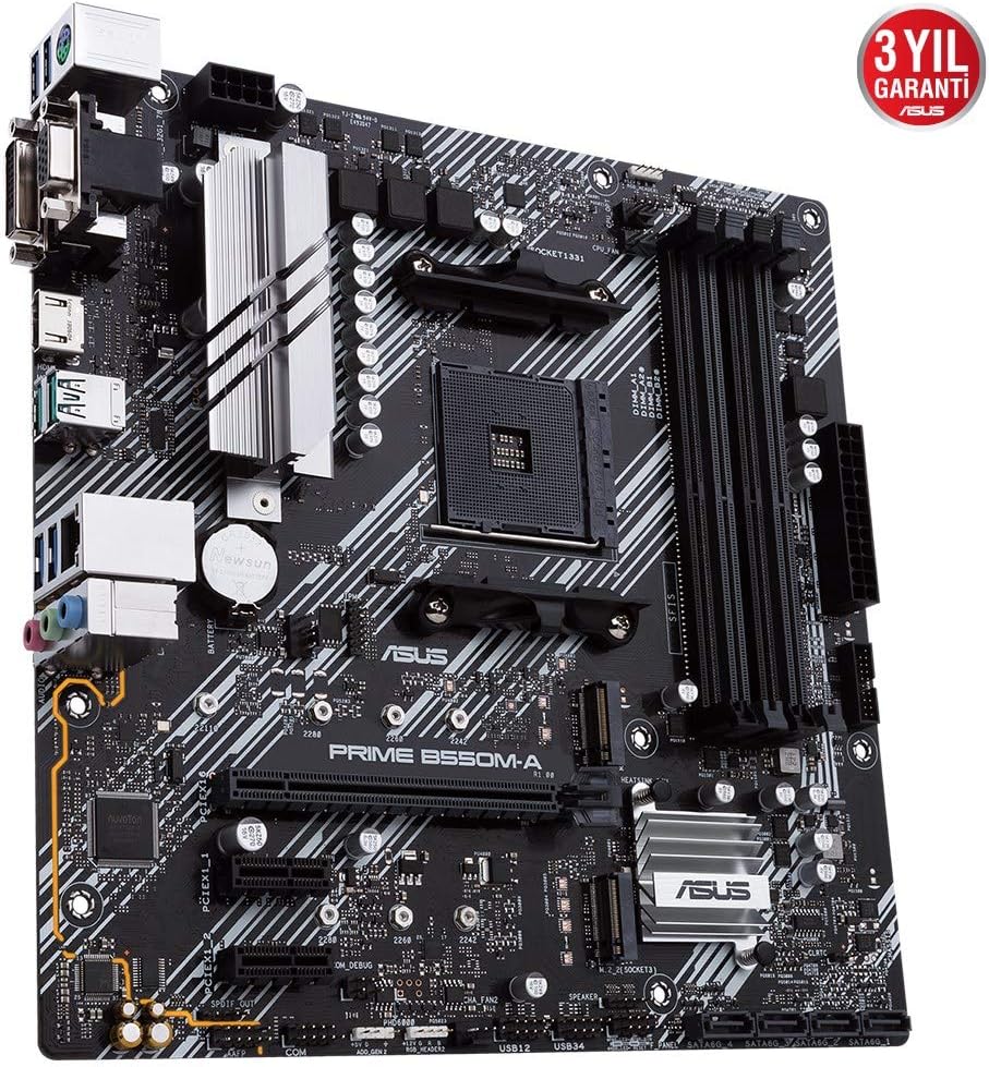 ASUS PRIME B550M-K (AMD B550) (Ryzen AM4) micro ATX motherboard with dual M.2, PCIe 4.0, 1 Gb Ethernet, HDMI/D-Sub/DVI, SATA 6 Gbps, USB 3.2 Gen 2 Type-A