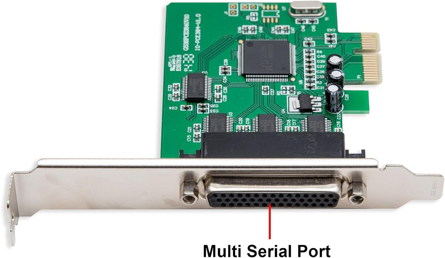 I/O Crest 2 Port Serial COM DB9 RS-232 and 1 Port DB25 Printer Lpt1 Port PCI-E 1.0 X1 Card WCH382 Chipset