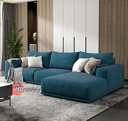 Poppins HOME Modern Nordic sofa L shaped sofa corner sofa for living room (Blue, Left)