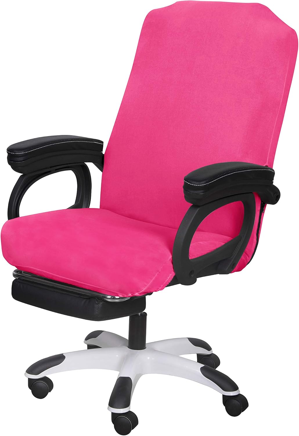 SARAFLORA Polyester Solid Stretch Washable Computer Chair Slipcovers for Universal Rotating for Boss, Office Chair (Large, Black)