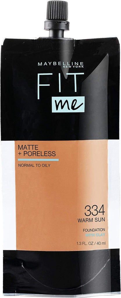 Maybelline Fit Me Matte + Poreless Liquid Oil-Free Foundation Makeup, Soft Tan, 1 Count (Packaging May Vary)