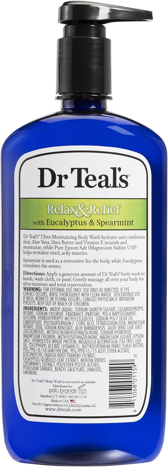 Dr Teal's Epsom Salt Body Wash - EUcalyptUS & Spearmint, 710Ml, 24 Ounce