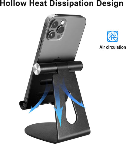 avakot Cell Phone Stand, Folding Aluminum Mobile Phone Holder Bracket for Desk Portable Travel Holder Office Desk Accessories Compatible with iPhone 14 13 12 Pro Max Samsung S22 S21 | Gray