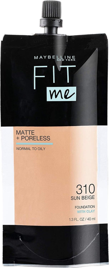 Maybelline Fit Me Matte + Poreless Liquid Oil-Free Foundation Makeup, Soft Tan, 1 Count (Packaging May Vary)