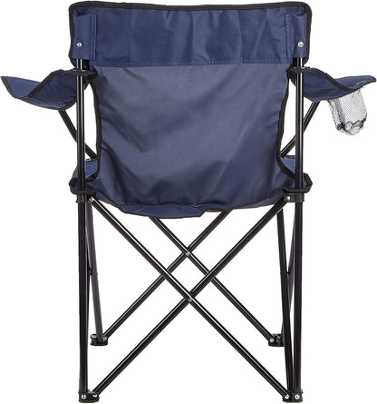 Rubik 2 Pieces Camping Chair with Carry Bag for Adults, Foldable Chairs with Armrests and Cup Holder for Outdoor Camp Beach Travel Picnic Hiking BBQs Garden (Navy Blue)