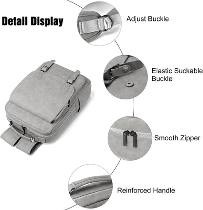 FANDARE Laptop Backpack School Bag Daypacks Travel Large Backpack with USB charging port College Computer Bag Bookbag for Women Men Travel Commuter Waterproof PU Rucksack