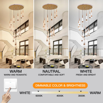 YT YATAI LIGHTING LED Pendant Light Ceiling 3 Heads,Dining Room Table Pendant Light,Black Gold Modern Cylinder Shape Pendant Lamp,Adjustable Color Temperature Acrylic Hanging Light(18W,3-Lights)