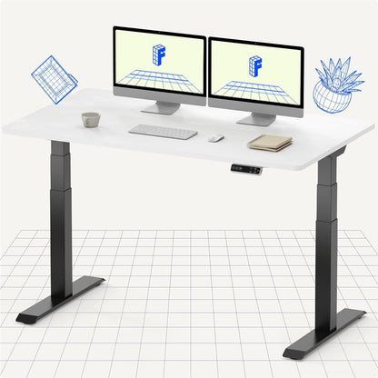 FLEXISPOT Electric Standing Desk E7, Height Adjustable Desk with Whole-Piece Board and Dual Motor 3 Stages, 55x28 Inch, 4 Presets, Large Load Capacity Stand Up Desk Workstation Home Office Computer