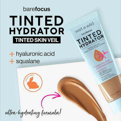 Wet N Wild Bare Focus Tinted Hydrator Tinted Skin Veil Nourishing Foundation Hyaluronic Acid, Light Medium, 0.91 Fl Oz, 27 Ml (Pack Of 1)