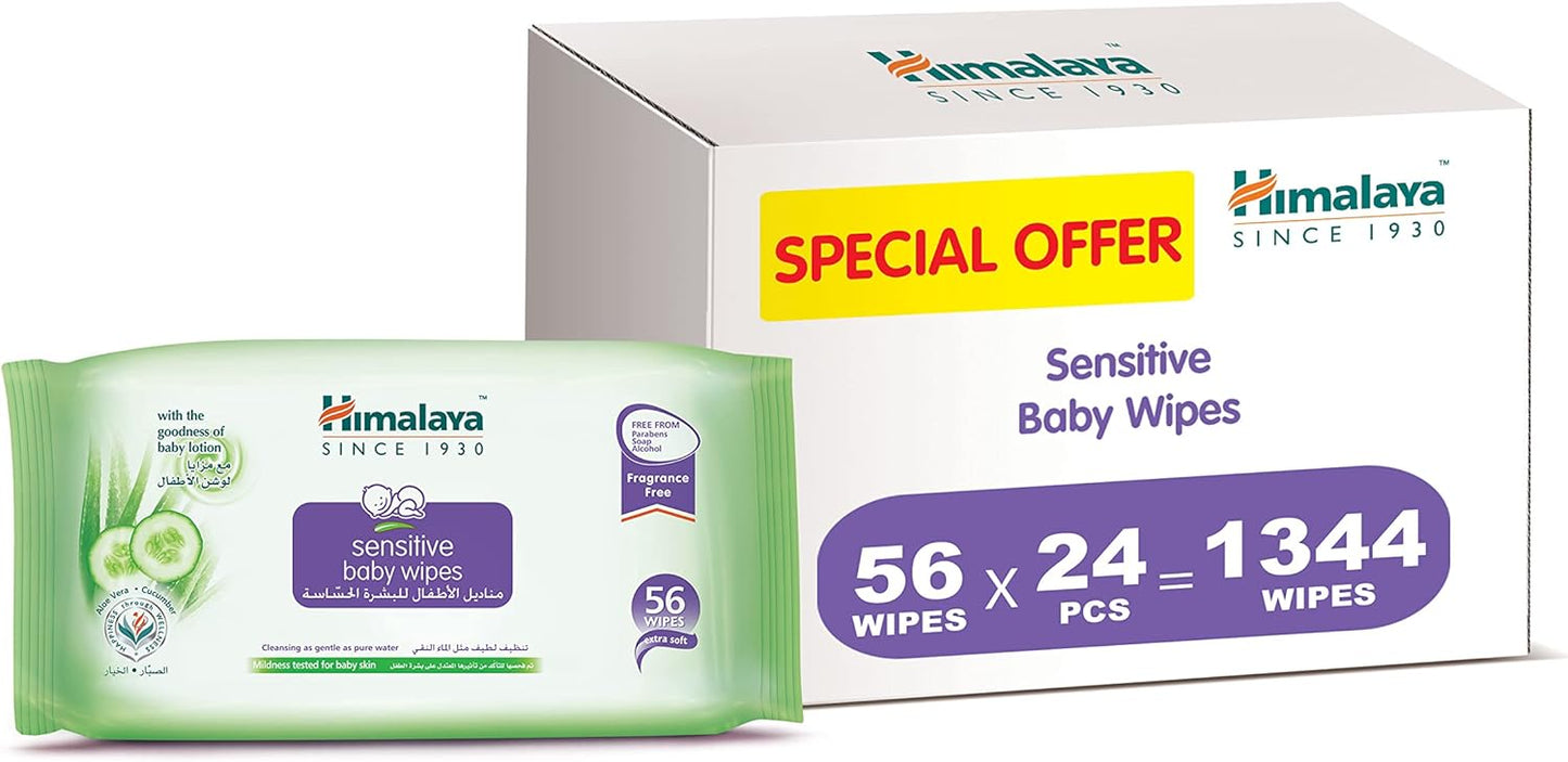 Himalaya Since 1930 Himalaya Sensitive Baby Wipes Alcohol & Paraben Free With The Goodness Of Aloe Vera And Cucumber Cleanses Your Baby'S Delicate & Extra Sensitive Skin -224 Wipes.