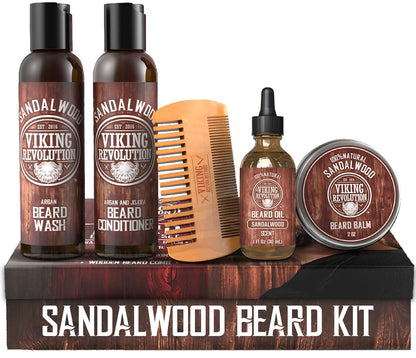 Viking Revolution Beard Grooming Kit for Men- Ultimate Beard Kit Includes 100% Boar Beard Brush, Beard Comb, Citrus Beard Balm, Unscented Beard Oil, Beard & Mustache Scissors