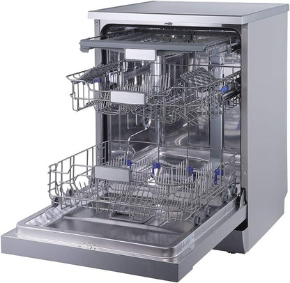 evvoli Dishwasher 12 place setting, 6 programs, 2 Rack Levels, 11 L,High Energy Efficiency, Quiet, Silver EVDW-122S