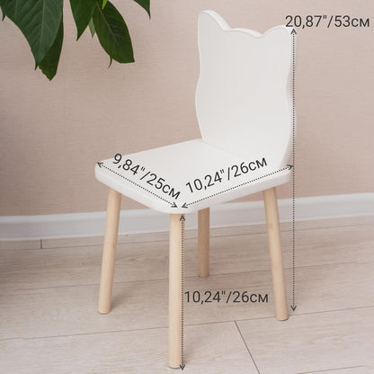 135- Kids Wooden Table and Chair Set Kids Play Table with 1 Chair 1 Pieces Kids Round Table for Toddler Girls Boys White Kids Furniture for Kids Room Classroom White