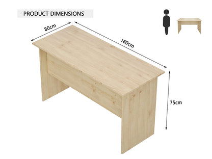 Mahmayi Writing Desk, MP1 160x80 Modern Wood Writing Table with Mobile Drawers - Versatile Corner Desk, Stylish and Functional Home Office Furniture - Oak (160cm With Drawer)