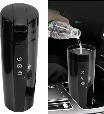 Car Electric Kettle - 400ML 12V 24V 220V Portable Travel Car Heating Cup for Car Cigarette Lighter with Adapter, Leak-Proof Hot Water Kettle Camping