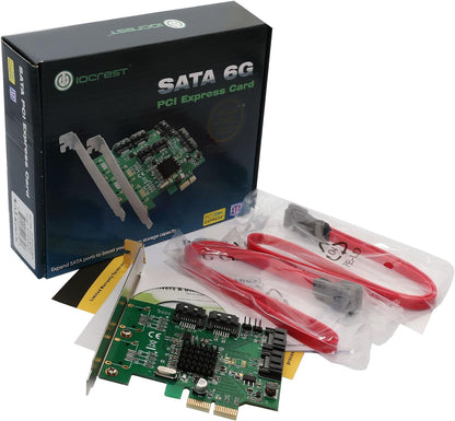 I/O Crest 4 Port SATA III PCI-e 2.0 x1 Controller Card Marvell 9215 Non-Raid with Low Profile Bracket SI-PEX40064