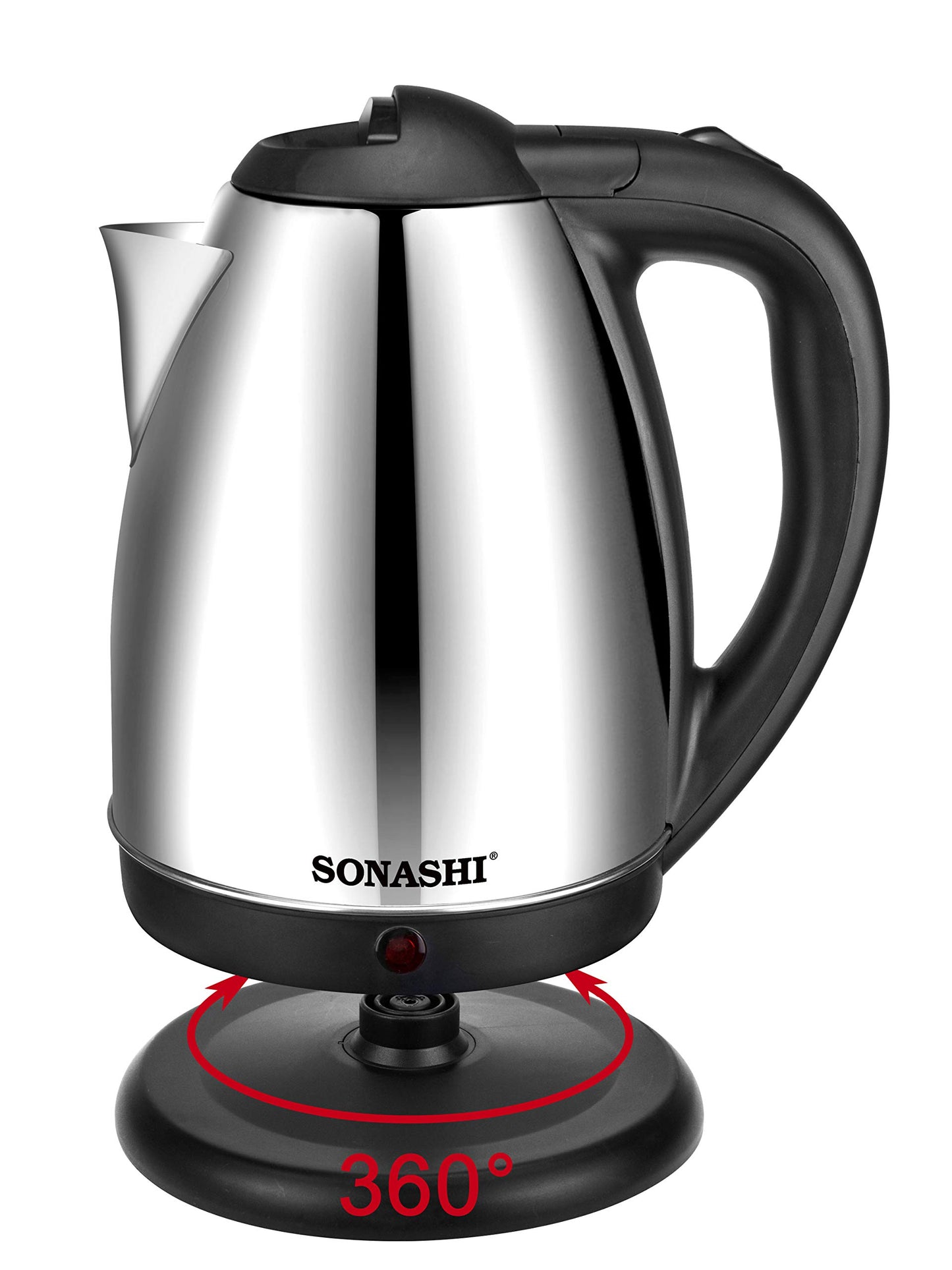 Sonashi 1.8 L Cordless Kettle SKT-1804 - Stainless Steel Kettle w/Spray Coating, 360-degree Swivel Base, Auto Shutdown, Power On/Off Indicator Light | Home Appliances